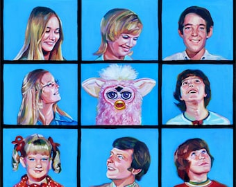 Furby Brady / Original Art/ Vintage Painting / Nostalgic Painting / Pop Culture Print/ Brady Bunch Fan Art