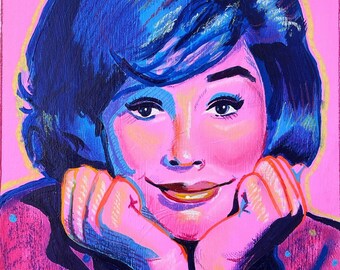 Mary Tyler Moore Painting / Nostalgic TV Art / Portrait Painting / Vintage Hollywood Art