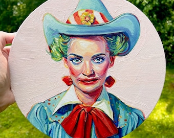 Sally the Clown / Original Oil Painting / Retro Clown Art