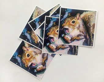 Galaxy Squirrel Stickers / Vinyl Space Decals / Funny Animal Sticker