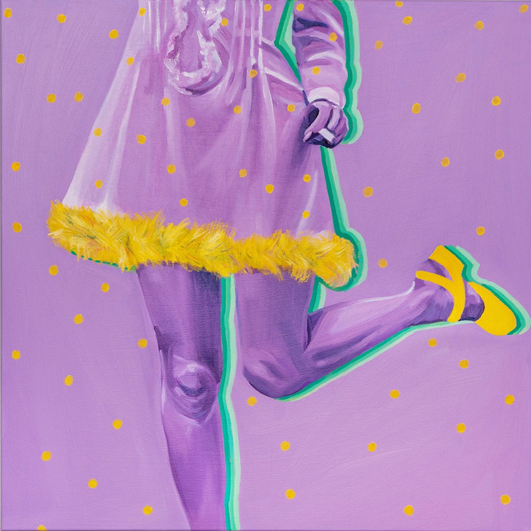 Purple Legs Painting / Portrait Painting / Painted Retro Woman Etsy