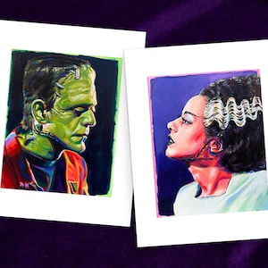 Bride of Frankenstein Print / Frankenstein&#39;s Monster Prints / Halloween Art / Monster Movie Acrylic Painting / Classic Monster Movie Art