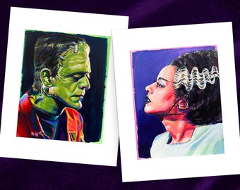 Bride of Frankenstein Print / Frankenstein's Monster Prints / Halloween Art / Monster Movie Acrylic Painting / Classic Monster Movie Art