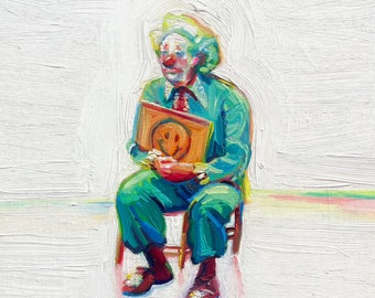 Sad Clown Art / Clown Art Print / Print of Oil Painting / Vintage Oil Painting / Clown Fine Art / Clown Wall Decor