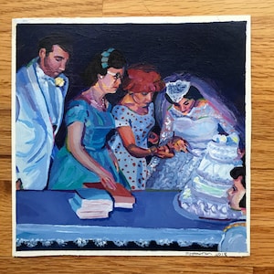 Vintage Acrylic Paintings / Nostalgic Original Art / Family Portraits