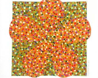 Flower Dot Painting / Pointillism Art / Psychedelic Flower Art / Floral Illustration / Vintage Decor