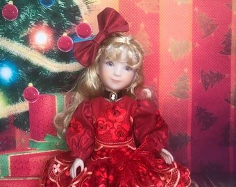 Victorian Christmas dress for RRFF 12" Siblies and similar size dolls