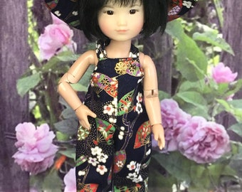 Asian style Overalls and hat for 8" Ten Ping, Mini Sara and similar size dolls