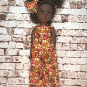 Mushroom Romper and Bow for Ruby Red Fashion Friends, Wellie Wisher and similar size dolls