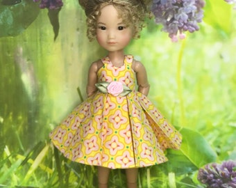 Yellow Pleated Dress for 8" Ten Ping, Mini Sara and similar size dolls