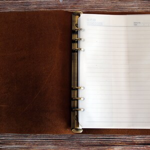 Personalized A5 A6 Leather 6 Ring Refillable Cover Binder Planner, Travelers Journal, Sketchbook, Travel Book, Notebook, Graduation Gift image 9