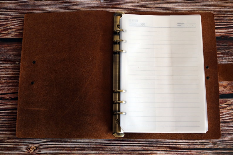 Personalized A5 A6 Leather 6 Ring Refillable Cover Binder Planner, Travelers Journal, Sketchbook, Travel Book, Notebook, Graduation Gift image 9