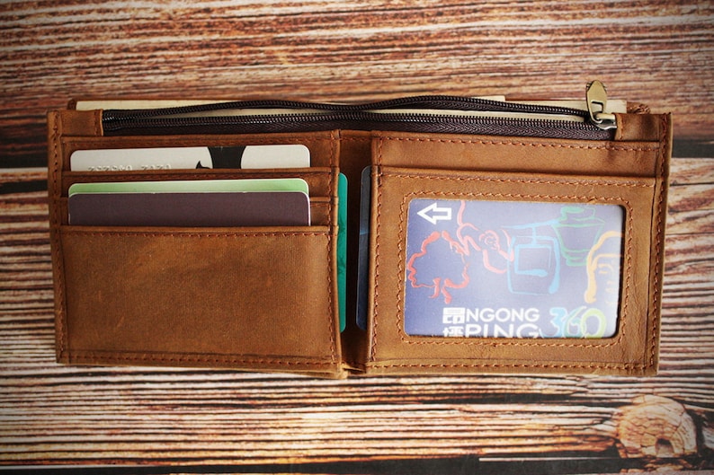 Cartera para hombres, regalo para hombre, cartera grabada con foto para novio, personalizar regalo de Navidad para hombre, cartera para hombres, cartera de cuero imagen 4