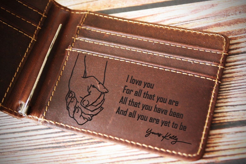 Wallet With Money Clip Anniversary Gift Money Clip Wallet Etsy - image 0