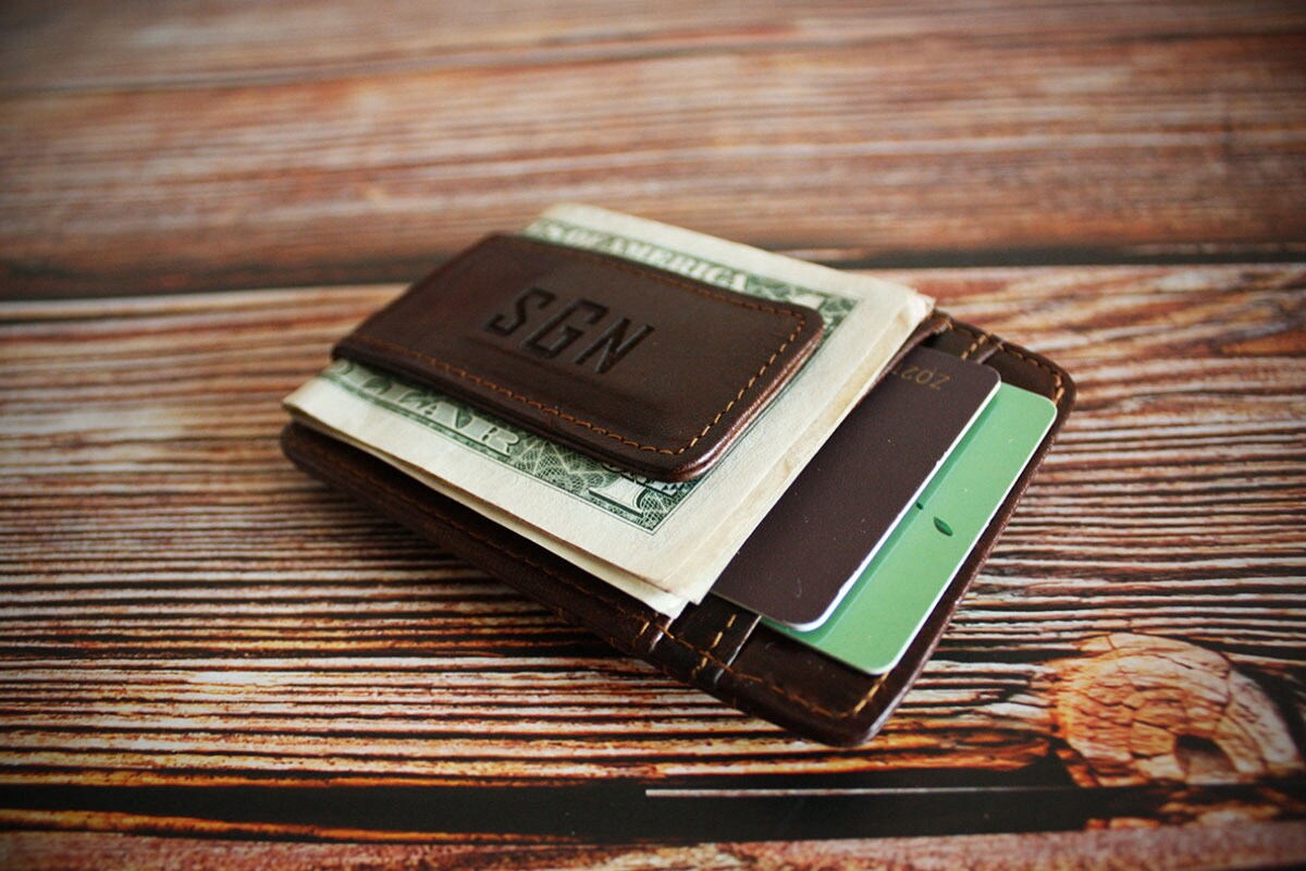 Personalized money Clip Leather money clip Monogram money | Etsy