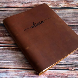 Personalized A4 Leather Binder Cover, 4 Ring Refillable Cover, Organizer Folder, Notebook, Size A4 Distressed Leather Binder