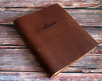 Personalized A4 Leather Binder Cover, 4 Ring Refillable Cover, Organizer Folder, Notebook, Size A4 Distressed Leather Binder