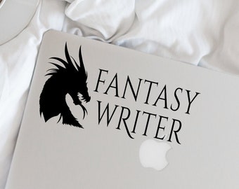 Writer Decal - Fantasy Writer Dragon - Vinyl Decal - Writer - Author - Wall, Office, Computer, Laptop - Various Colors - Various Sizes