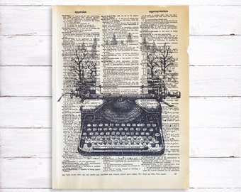 Typewriter Dictionary Print, Vintage Dictionary Art Print, Book Lover Art Print, Writer Gift - Gifts for Authors, Recycled