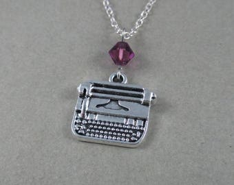 Writer Large Typewriter Necklace, Nanowrimo, Gift Ideas for Writers, Presents for Writers, Book Writer Novelist Storyteller Jewelry Gift