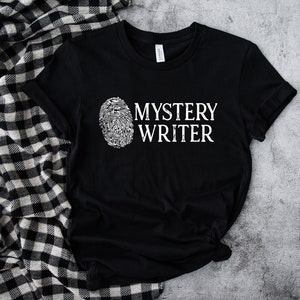Mystery Writer Fingerprint Author Novelist Unisex T Shirt, Nanowrimo, Gifts for Authors, Gift Ideas for Writers, Presents for Writers