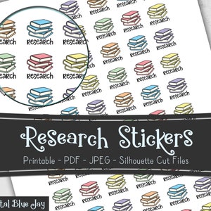 Research Writer Printable Planner Stickers, Writing Author Novel Planning, Cut Files, Functional Stickers image 1