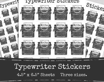 Typewriter Write Stickers, Writer Stickers, Novel Planning, Stickers for Writing, Author Stickers, Typewriter, Printed Sheets
