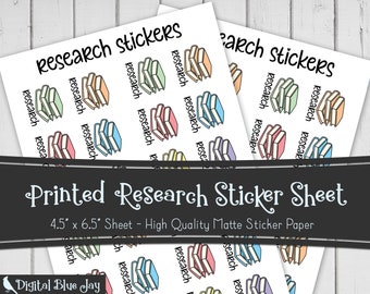 Research Writer Planner Stickers, Writing Author Novel Planning, Functional Stickers, Printed Sticker Sheets