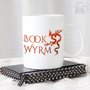 Writer Mug - Red Book Wyrm Dragon Mug - Writer - Reader - Author - Book Worm - Gift