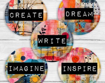 Writer Words Pinback Button or Magnet – Inspirational Writer Gift, Literary Badge, Book Lover Accessory, Author Motivation