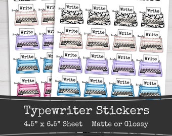 Typewriter Write Stickers, Writer Stickers, Novel Planning, Stickers for Writing, Author Stickers, Typewriter, Printed Sheets