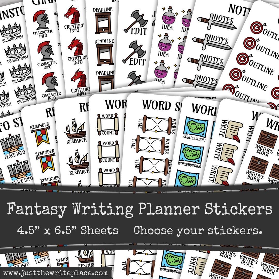 Sticker Word Writing Fantasy Writing Planner Stickers, Author Novel Planning, Printed ...