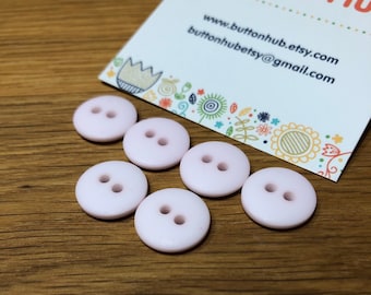Tiny 13mm Matte Pink Plastic Bevelled Sewing Buttons: Packs of 6 or 4 buttons