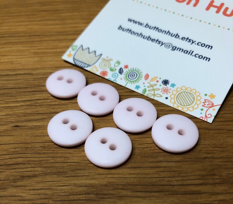 Tiny 13mm Matte Pink Plastic Bevelled Sewing Buttons: Packs of 6 or 4 buttons image 1