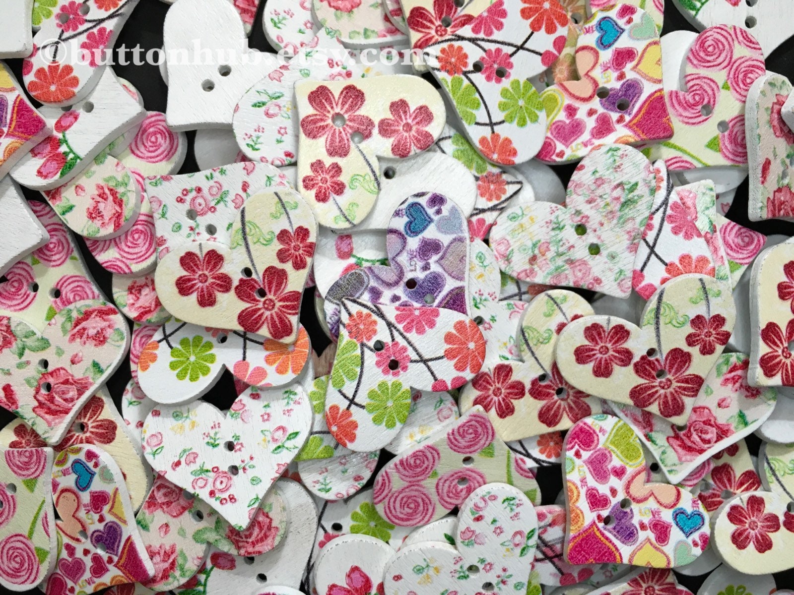 10 Purple /& Blue Daisy Butterfy Flower Wooden Sewing Buttons 30mm