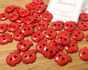 Red Apple Shaped Buttons: Packs of 8 buttons