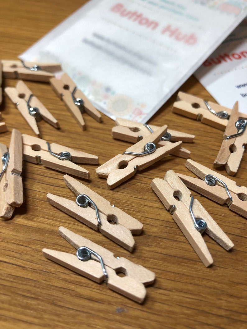 Mini Wooden Sprung Pegs Clothespins 25mm: Packs of 10 image 1