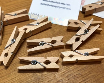 Wooden Sprung Pegs Clothespins 35mm: Packs of 10 or 20 pegs