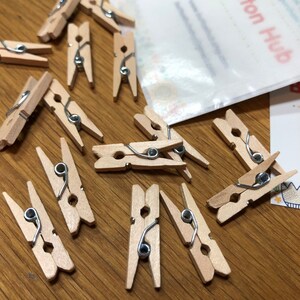 Mini Wooden Sprung Pegs Clothespins 25mm: Packs of 10 image 2