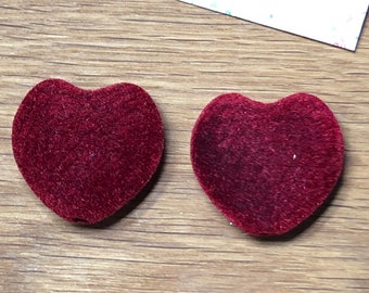 Heart Shaped Suede Effect Beads 25mm x 15mm One Hole: Packs of 2 beads