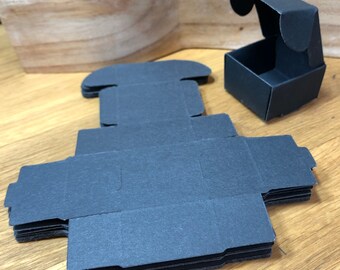 Small Black Card Gift Packaging Box for Jewellery Posting or Packaging. Flat Packed for Self Assembly