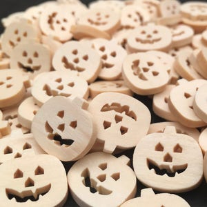 Halloween Pumpkin Wooden Buttons: Packs of 12 or 50 buttons