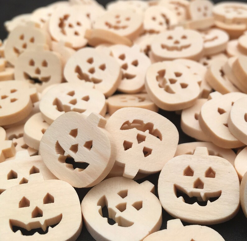 Halloween Pumpkin Wooden Buttons: Packs of 12 or 50 buttons image 1