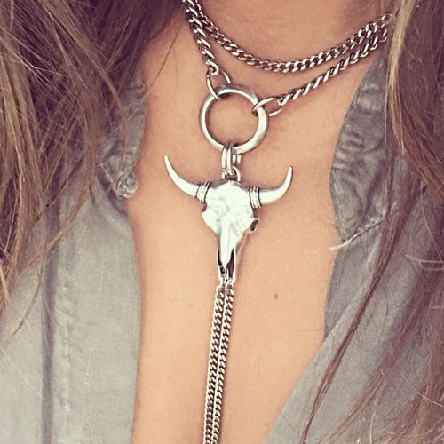 Bull Skull Necklace Bull Skull Jewelry 