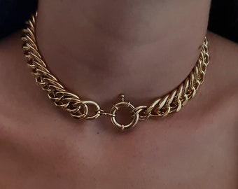 Oversized Chain Necklace, Gold Chunky Chain Necklace, Large Chain Link Necklace, Bold Link Necklace, Big Chunky Necklace, Chain Link Choker