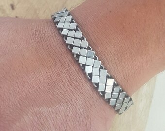 silver link bracelet - chunky bracelet - geometric bracelet - statement chain bracelet for men
