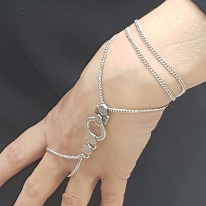 Slave Bracelet - ring chain bracelet - finger chain bracelet - Wrap Bracelet - Hand Chain Bracelet - Lariat Wrist Finger Bracelet
