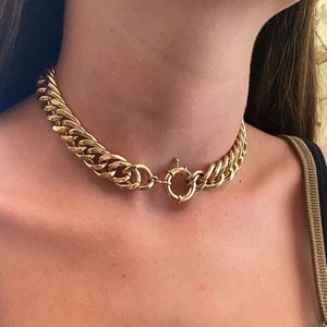 Massive Chain Necklace, Heavy Gold Link  Necklace,  Statement Chunky Necklace, Bold Foxtail Chain, Thick Chunky Link  Necklace Gift For Her