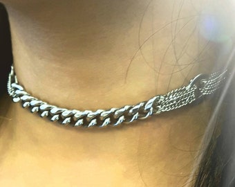 Silver chain Choker - chunky silver choker - Link Chain Necklace - O Ring Chain Necklace - Statement Link Choker - collar day bezaleldesign