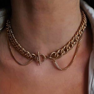 Toggle Clasp Necklace - Gold Choker Necklace - Statement Link Necklace - Chunky Link Jewelry - O Ring Necklace - Thick Chain Necklace